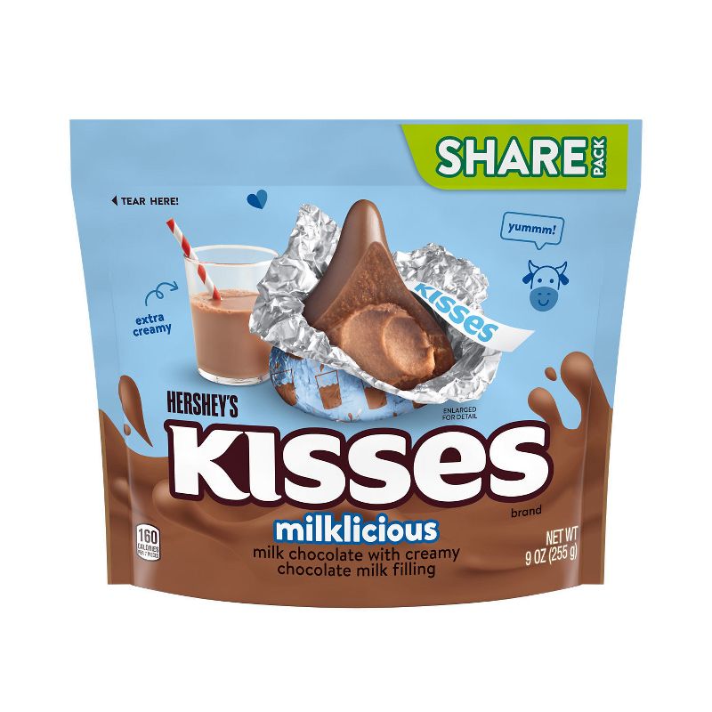 Hershey&#39;s Kisses Milklicious Milk Chocolate with Creamy Chocolate Milk Filling - 9oz, 1 of 7