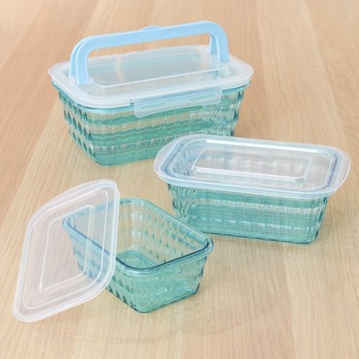 Lakeside Diamond Design Rectangular Food Storage Containers with Lids - 6 Pieces