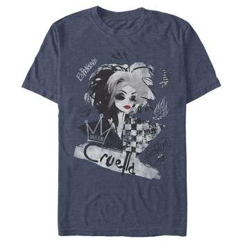 Men's Cruella Fashion Sketch  T-Shirt - Navy Blue Heather - 2X Large