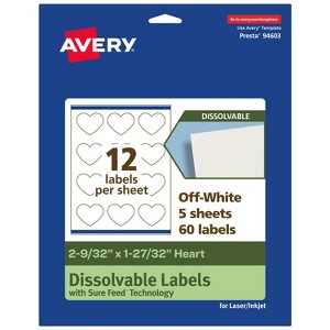 Avery Dissolvable Labels, 2-9/32" x 1-27/32" Heart - 1 of 4