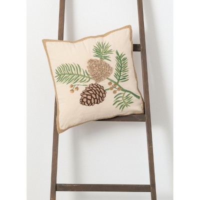 Sullivans Pine Cone Pillow 17.5"H Off-White