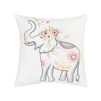 C&F Home 18" x 18" Tropical Elephant Indoor / Outdoor Embroidered Throw Pillow