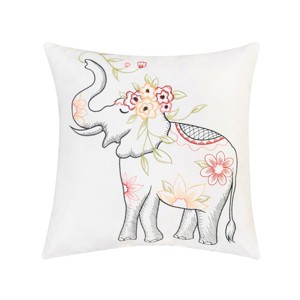 C&F Home 18" x 18" Tropical Elephant Indoor / Outdoor Embroidered Throw Pillow - 1 of 4