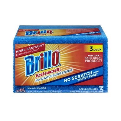 Brillo Estracell Non-Scratch Scrubber Sponge For Kitchen 4.5 in. L 3 pc (Case of 8)