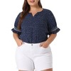 Agnes Orinda Women's Plus Size Boho Smocked Short Puff Sleeve Ruffled Cuff Spring Summer Polka Dots Blouses - 2 of 4