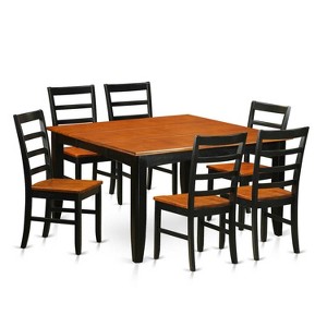 HomeStock 7-Piece Square Black Finish Solid Wood Top Dining Table with 6-Chairs - 1 of 4