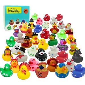 All Holidays Rubber Ducks Pack of 42 - Includes Thanksgiving, Christmas, Valentines & More, Bath Toys for Kids, Advent Gift, Seasonal Ducks - 1 of 4