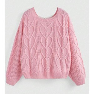 TIME HOLLOW Drop Shoulder Heart Knit Sweater - 1 of 3