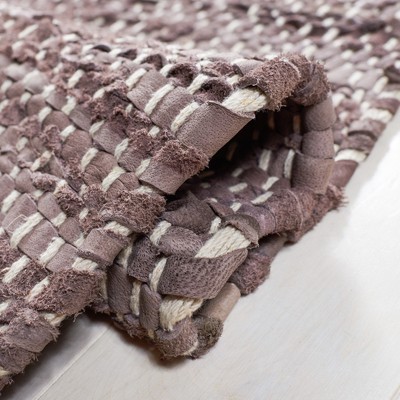 Gray and Ivory Flat Woven Cotton Cowhide Area Rug, 8' x 10'