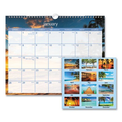 Tropical Escape Wall Calendar, Tropical Escape Photography, 15 x 12, Pale Blue/Multicolor Sheets, 12-Month (Jan to Dec): 2025