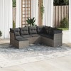 vidaXL 7 Piece Patio Sofa Set with Cushions Gray Poly Rattan - With Table - 2 of 4
