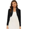 INSPIRE CHIC Women's Long Sleeve Cocktail Party Open Front Cropped Velvet Bolero Shrugs - 2 of 4