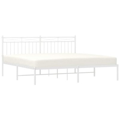 vidaXL Steel Bed Frame with Headboard and Extra Storage Space, Modern Design