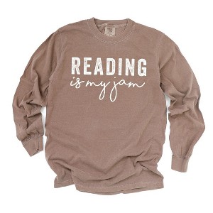 Simply Sage Market Women's Reading Is My Jam Long Sleeve Garment Dyed Tee - 1 of 2