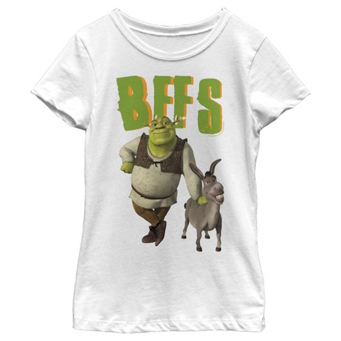 Girl's Shrek Donkey and Shrek Best Friends T-Shirt - White - Large