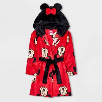 Toddler Girls' Minnie Mouse Cosplay Hooded Robe - Red