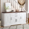 Bella Depot 63" Farmhouse Barn Door Storage Cabinet with 2 Drawers & Door Rack, Large Buffet Table Coffee Bar Cabinets with Adjustable Shelves - 3 of 4