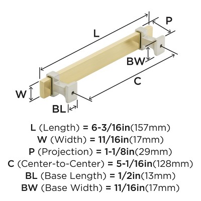Brushed Gold and Satin Nickel Bar Cabinet Pull with Mounting Hardware