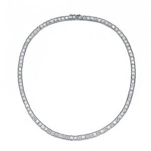 Guili Sterling Silver Tennis Necklace with Princess CZ in 2MM or 4MM—Exquisite, Sophisticated, and Timelessly Elegant. - 1 of 3
