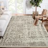 Vintage Floral Area Rug, Elegant Thin Carpet with Refined Design, Easy-Clean Low Pile for Living Room, Bedroom, Entryway - 2 of 4