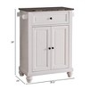 Kings Brand Furniture Herrin Kitchen Cart Storage Cabinet, White - 4 of 4