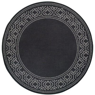 Oriental Weavers Marina 1247K Black/ Ivory Indoor/Outdoor Area Rug - 7'10" Round