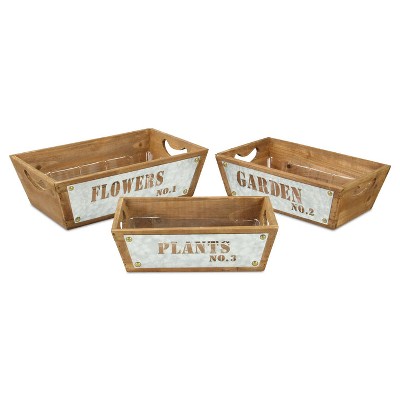 Cheung's Persim Set of 3 Tapered Wood Crates