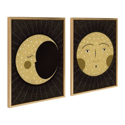 Sylvie Moon and Sun Gold and Black Canvas Print Set