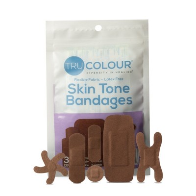 Tru-colour Skin Tone Shade Adhesive Bandages, Dark Brown, 30 Count, 1 ...