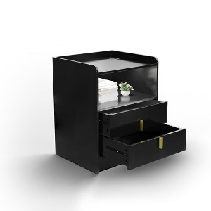 NicBex Nightstand with Charging Station Smart LED Nightstand with Adjustable 3 Lights Bedside End Table with 2 Drawers - 1 of 4