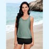 Tankini Bathing Suits for Women Tummy Control Two Piece Blouson Swimsuits Athletic Modest Swimwear with Boyshorts - 3 of 4