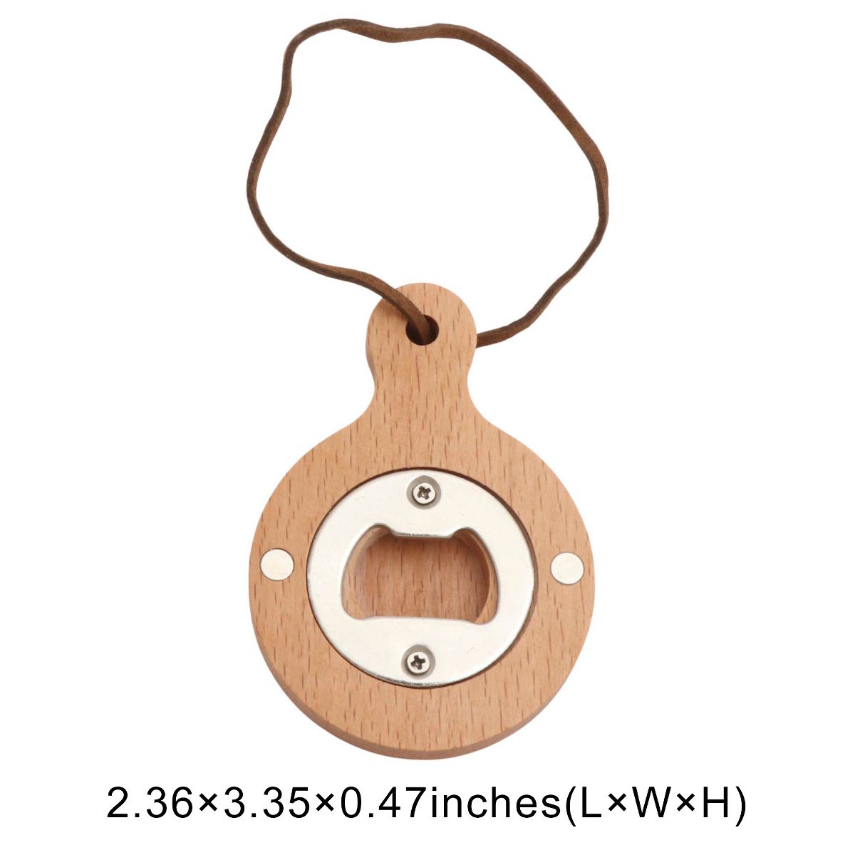 Unique Bargains Bottle Opener Magnetic Wood Round Handle Magnet Wood Light Brown 2.36"x3.35"x0.47" 1 Pcs - thumbnail 3