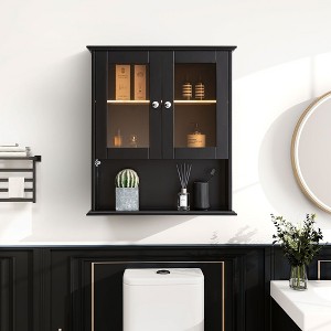 Sapphtopaz Modern Wall Bathroom Cabinet with Door & Open Shelves Wooden Bathroom Cabinet Over The Toilet Wall Storage Cabinet,Medicine Cabinets - 1 of 4