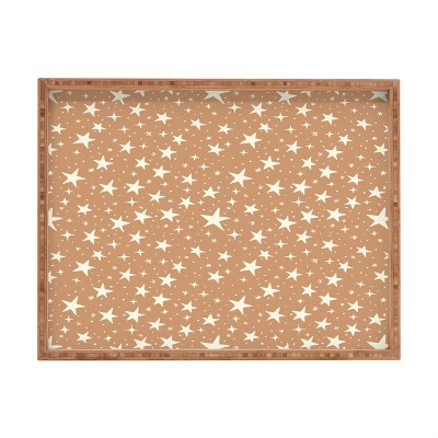 Avenie Stars In Neutral Rectangular Tray -Deny Designs