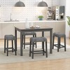 Tangkula 24" Saddle Bar Stools Set of 4 w/ Footrest Rubber Wood Frame for Kitchen Island - 2 of 4