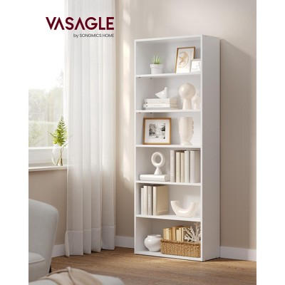 White 6-Tier Adjustable Freestanding Bookcase