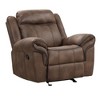 Ryal Hampton Manual Glider Recliner Chair, Brown Faux Leather, Pillow Arms - 2 of 4