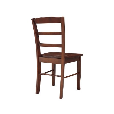 Espresso High Slat Solid Wood Ladderback Side Chair Set