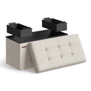 SONGMICS Storage Ottoman Bench Folding Storage Footrest 2 Extra Storage Boxes Hold up to 660 lb - 1 of 4