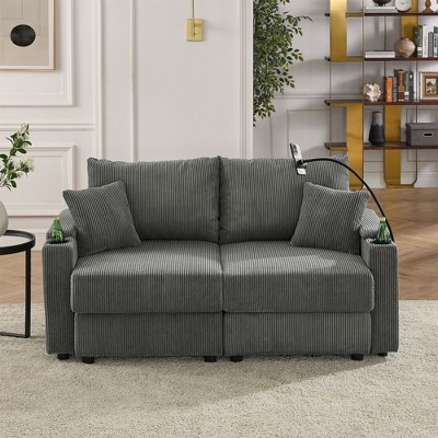 NicBex Couches for Living Room Accent Chair Sofa with Storage Armrest, Comfy Corduroy Upholstered Sofa Couch with Cup Holders and a Phone Holder