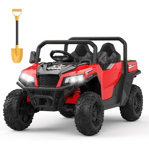 Ride On Dump Truck, 24V Ride On Car with Remote Control, Electric Dump Bed and Extra Shovel, Ride On Tractors Car with Music Player, Red - 1 of 4