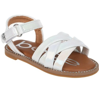 bebe Toddler Girls' Sandals - Open Toe Flat Sandals Comfy Summer Flats for Toddler and Little Kids