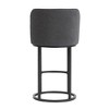 Counter Height Bar Stools Set of 2, Modern Barrel Counter Stools with Backrest, Linen Fabric Upholstered Accent Bar Stools for Kitchen Island - 2 of 4