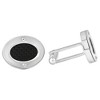 Pompeii3 Men's Stainless Steel And Black Carbon Fiber Oval Polished Cufflink 8mm - 2 of 3