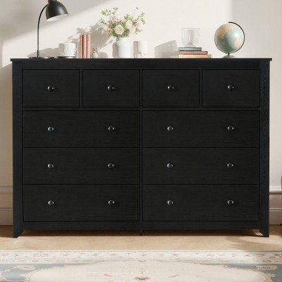 SKRAN 10 Drawer Bedroom Dresser, Wood Clothes Storage Organizer Large White Chest of Drawer with Deep Drawer for Home