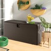 Tangkula 120 Gal Large Resin Deck Box Weather-resistant Resin Box w/ Hydraulic Lift Lid & Lock Hole Storage Bin for Cushions - 2 of 4