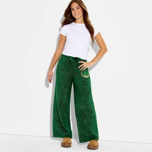 Wicked x Katie Kime Women's Graphic Sweater Pants - Emerald Green - 1 of 3