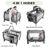 Kinder King 4-in-1 Portable Pack 'n Play with Bassinet, Changing Table, Adjustable Canopy, Storage Basket & Travel Bag – Infant to Toddler Playard - 3 of 4
