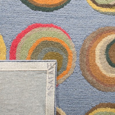 Handmade Blue and Multicolor Wool Tufted Area Rug