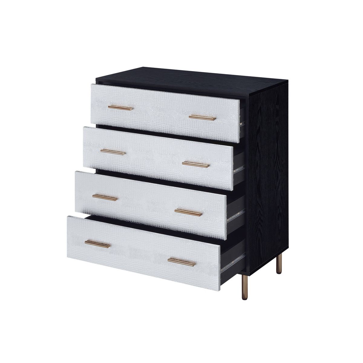 32" Myles Decorative Storage Drawer Black, Silver and Gold Finish - Acme Furniture: Elegant 5-Drawer Chest, Wood Composite, No Assembly Required - thumbnail 6